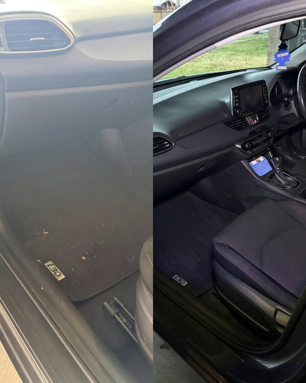 Cabin + console, before and after